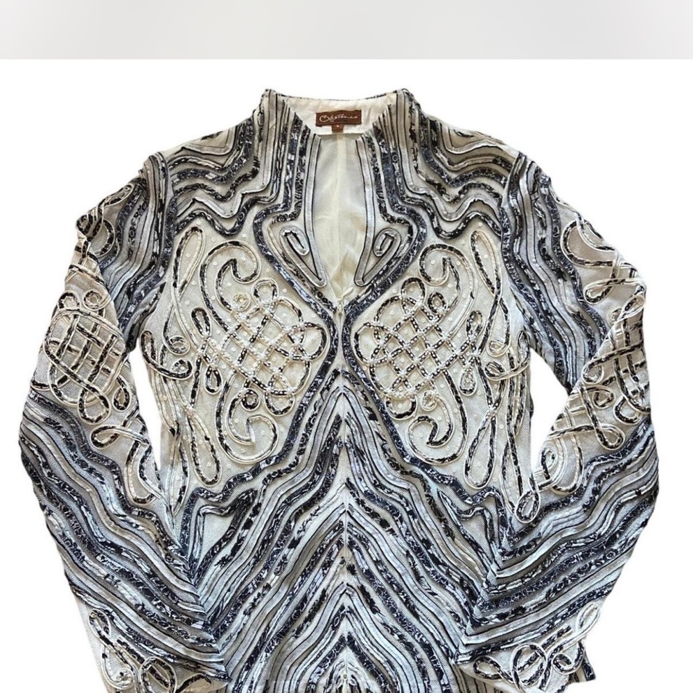 Chic Women's Black and Silver Embellished Blazer